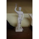 A German bisque porcelain figure of a 1936 Berlin Summer Olympics torch bearer, 24cm high.