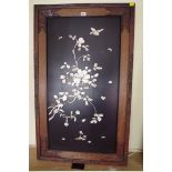 A pair of Japanese mother of pearl shibyama panels, 90 x 48cm, (losses).