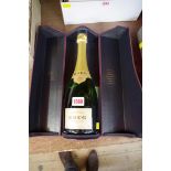 A 75cl bottle of Krug Grande Cuvee NV Champagne, in presentation box.