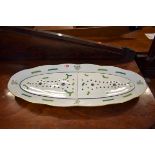 A Herend 'Poisson' pattern fish platter and strainer, 61cm wide.