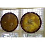 A pair of Japanese bone, shell and gilt shibyama circular panels, 54cm diameter.