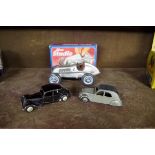 A Schuco Mercedes No. 1050, boxed; together with a Dinky Citroen 2CV; and another Dinky Citroen 118.