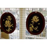 A pair of Japanese bone and shibyama oval panels, 52 x 40cm.