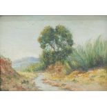 ESCUELA ESPAÑOLA, SIGLO XX. "LANDSCAPE WITH STREAM"Oil on canvasSigned Ramón Talens. Almost