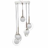 AMBROSIANA LAMPADARI. ITALIAN CEILING LIGHT, CIRCA 1950Metal,glass shadesFIvve lights. Labelled;