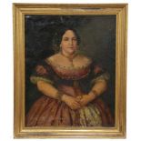 JOSÉ VALLESPÍN Y AIBAR (XIX) "PORTRAIT OF A NOBLE WOMAN!.Oil on canvasSigned & dated. Some later