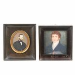 SPANICH SCHOOL, C19th "PORTRAITS OF GENTLEMEN".Two gouache miniatures. Framed. 11.5 x 11.5cm; 12 x