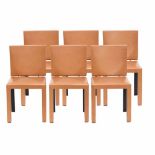 PAOLO PIVA (1950-2017) PARA B&B ITALIA. SIX ARCADIA CHAIRS, CIRCA 1980Leather & metal. Manufaturer's