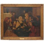 DUTCH SCHOOL, C18th "THE CARD PLAYERS"Oil on canvasLater reproduction of the work of Lucas Van