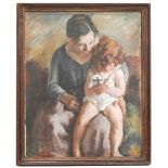 JOSEPH A. MATURO (1867-1938) "MOTHER AND CHILD" Florence 1928Signed, dated with location. Some small