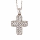 DIAMOND CROSS PENDANTWhixte gold with brilliant cut diamonds. Total weight approx. 2ct. 2.5 x1.