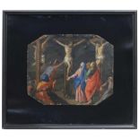 SPANISH SCHOOL, C18th "CRUCIFICXION"Oil on copperSome imperfections resulting from poor