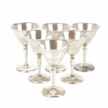 SIX GOBLETS IN "HAMMERED" SILVER, MID C20thHallmarked. Some dents. Height 13.5cm- - -18.00 % buyer's