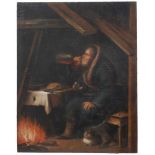 DUTCH SCHOOL, C18th "MAN DRINKING"Oil on canvasRelined. Some defects. 113 x 90cm.- - -18.00 %