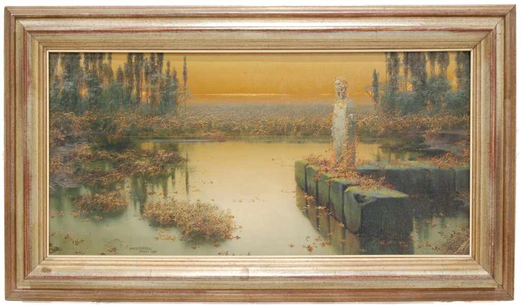 "LAGUNAS PONTINAS", ROMA 1896.Oil on canvasSigned, dated & sited on front. This work was published - Image 2 of 4