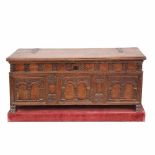 CATALAN DOWRY CHEST C18t-19thCarved walnut with cast iron fittings. Some imperfections. No key. 55 x