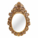 FLORENTINE STYLE MIRRORwood and gilded stucco with floral decoration. Minor restoration. 130 x