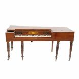 "CLEMENTI & CO NEW PATENT LONDON", VICTORIAN SQUARE PIANO, MID C19thMahogany with satin wood