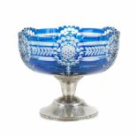 SPANISH CENTREPIECE, MID C20thCut crystal with silver pedestal. Hallmarked Mostany Llopart. 21 x