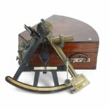 ENGLISH "HENRY HUGHES" SEXTANT, SECOND QUARTER C20thBronze, tinted bone & gilded brass. Carrying