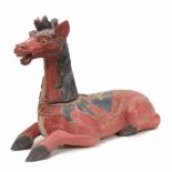 BALINESE HORSE, C20thCarved, painted wood. Imperfections. 80 x 100 x 35cm.- - -18.00 % buyer's