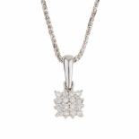 DIAMOND PENDANTWhite gold with sixteen brilliant cut diamonds.Total weight approx. 0.16ct. White