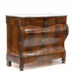 SPANISH CHeST OF DRAWERS, SECOND HALF C19thMahogany with decorative marquetry in brass & mother of