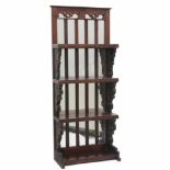 INDIAN SHELF UNIT WITH MIRROS, EARLY C20thCarved wood & mirrors. 202 x 81 x 30cm.- - -18.00 %