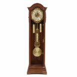GRANDFATHER CLOCK, MID C19thMahogany with glass front. Metal face with roman numerals. Pendulum,