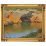 JULIO GARCIA GUTIERREZ (1882-1966). "GROTTO"Oil on canvasSigned. 58 x 73cm; 74 x 88.5cm. (