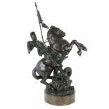 FREDERIC GALCERÁ (1880-1964). "SANT GEORGE"Sculpture in patinated bronze on marbe base. Signed on