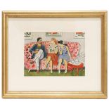 RICARD OPISSO (1880-1966). " FRIENDS" 1957Signed & dedicated. 17 x 24.5cm; 35.5 x 42cm (frame)- - -