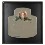 RAMÓN AGUILAR MORE (1924-2015) FEMALE HEAD ON PAINTED WOOD ON MIRRORSigned on mirror. Some