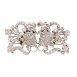 DOUBLE CLIP DIAMOND BROOCHWhite gold with brilliant cut diamonds in organic shapes. Total weight