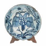 CATALAN PLATE FROM THE "LA BUTIFARRA" SERIES EARLY C17thCeramic, painted with the two headed eagle