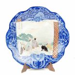 JAPANESE PLATE EARLY C20thPainted porcelain with painted central scene. No stamp. Minor damage