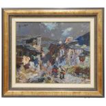 JOSEP SERRASANTA (1916-1998). "VILLAGE"Oil on canvasSigned. 54 x 65 cm; 77,5 x 89 cm. (marco).- - -