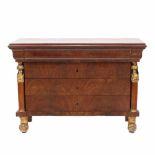 IMPERIAL CHEST OF DRAWERS, C 19thMahogany with gilded stucco decoration. Four front drawers. No key.
