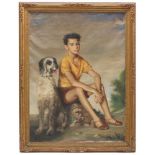 RAMÓN PICHOT SOLER (1924-1996). "PORTRAIT OF A YOUTH WITH DOGOil on canvasSigned. The canvas is