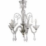 SPANISH CEILING LIGHT, C20thCut crystal teardrops & curved arms. Five lights. 71 x 63cm.