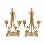 PAIR OF FRENCH IMPERIAL CANDEABRAS, C 19thGilded bronze. 25 x 12.5 x12.5cm.- - -18.00 % buyer's