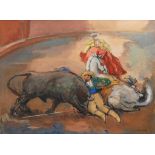 PERE CREIXAMS PICO (1893-1965). "THE GORING OF THE PICADOR"Oil on canvasSigned. Minor flaws in