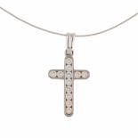 DIAMOND CROSS PENDANTWhite gold with brilliant cut diamonds: total weight 0.38ct 1.2 x 2 mm- - -18.