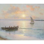 GUILLERMO GÓMEZ GIL (1862-1942). "TWILIGHT AT SEA"Oil on canvasSigned. Some later interventions.