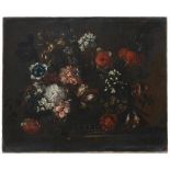 CiRCLE OF JEAN-BAPTISTE MONNOYER (1636 -1699) "BASKET OF FLOWERS"Oil on canvasRelined 64 x