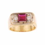 DIAMOND AND GARNET RINGYellow & white gold with brilliant cut diamonds. Approx weight 0.20ct. &