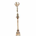 NEOCLSSICAL CANDELABRA, LATE C19th- EARLY C20thGilded bronze. Includes an onyx & bronze column as