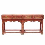 CHINESE STYLE TABLE CIRCA 1930-1940Laquered painted and gilded wood with chinese style scenes.