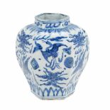 CHINESE VASE, C19thBlue & white porcelain, no maker's marks. Ming style. 20 x 16cm.- - -18.00 %