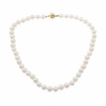 PEARL NECKLACEPearls 0.6 diam. Multi-lobed gold clasp. 44cm.- - -18.00 % buyer's premium on the